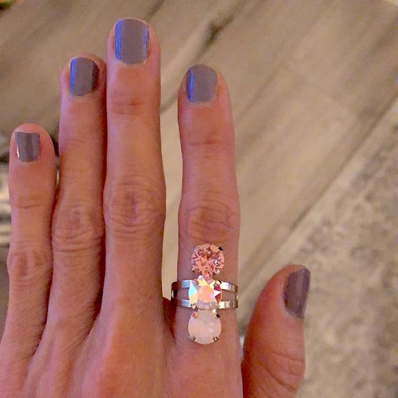 Pink Opal, AB + Rose Crystal Ring - Picture 7 of 7